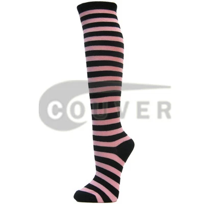 Couver Premium Quality Women's Colorful Striped Cotton Tube Knee High Socks  - Image 1 of 4