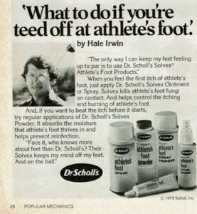 Pubblicità Stampa Vintage 1979 Dr. Scholl's Atleta's Foot Spray Polvere Unguento - Foto 1 di 2