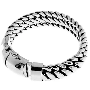15mm Mens Extra Wide Heavy Snake Chain Bali 925 Sterling Silver Bracelet, 7-10" - Picture 1 of 4