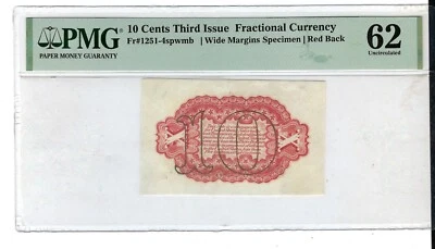 FR.1251-4 SPWMB  10 cent RED BACK SPECIMEN PMG Unc 62 - Image 1 of 2