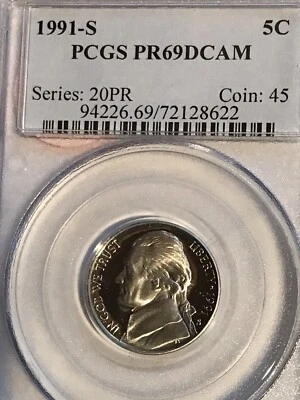 1991 S JEFFERSON NICKEL PR69DCAM PCGS - Image 1 of 2