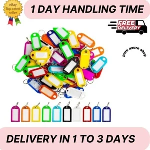 Sukh 60 Pcs Key Ring Tags - Key Tags Plastic 10 Assorted Colours of Key Ring ... - Picture 1 of 6