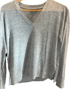 Banana Republic GRAU Langarm V-Ausschnitt Strick Pullover Viskose Mischung PULLOVER Herren M - Bild 1 von 16
