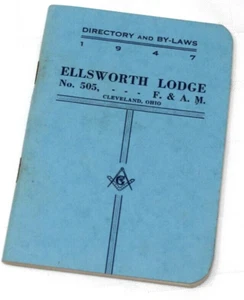 Vintage Ellsworth Lodge No. 505 F. & A.M. Directory & By-Laws, Cleveland, Ohio, - Picture 1 of 6