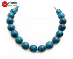 Collar de piedra de malaquita verde redondo natural de 18 mm para mujer Gargantillas 17"" nec5316 - Imagen 1 de 6