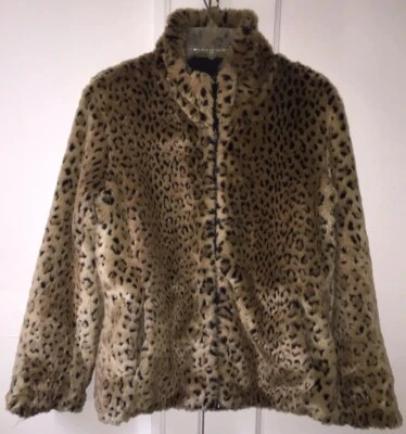 Kristen Blake size L Reversible Jacket Coat Faux Fur Leopard & Brown - Image 1 of 4