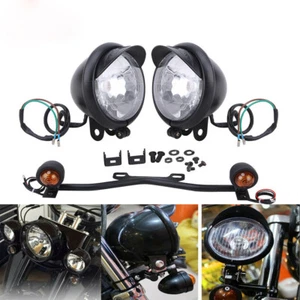 Driving Spot Fog Lights Turn Signal Lamp W/ Bracket For Harley Chopper Bobber - Bild 1 von 12