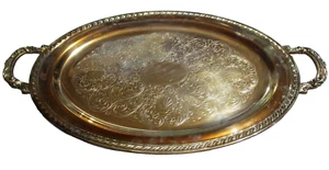 Oneida Versilbert Serviertablett Groß Geprägt Kellner Butler Ovale Griffe 24X14" - Bild 1 von 24