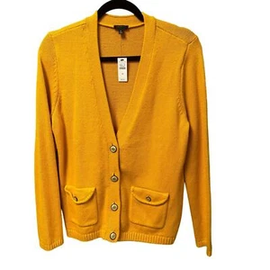 NWT Talbots Button Front V Neck Cardigan Mustard Yellow Womens Medium - Picture 1 of 5
