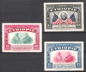 ETHIOPIA 1947 THE 2nd ANNIVERSARY OF THE DEATH OF ROOSEVELT SET OF 3 (F/LHM) - Picture 1 of 2