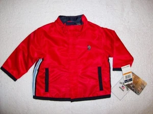 US Polo Assn Jungenjacke rot Reißverschluss vorne neu mit Etikett Größe 12 Monate - Bild 1 von 8