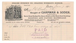 Chapman & Soden, Boston MA bill, Beaver Brand roofing felt, sheathing, 1901 - Picture 1 of 4