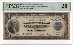 $1 1918 Federal Reserve Bank of Cleveland FR#718 PMG 20 VF - Picture 1 of 2