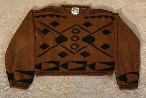 Maglione donna vintage Ninon De Lenclos lavorato a mano corto grosso marrone design S - Foto 1 di 17