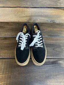 Vans Old Skool Black Suede & Canvas Sneakers Shoes Men Size 10 Gum Sole EUC - Picture 1 of 16