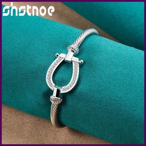 SHSTONE 925 Sterling Silver Knotting Rope Bangles For Women Fashion Birthday - Picture 1 of 23