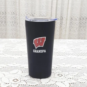 Nuevo vaso Grandpa UW Madison negro Wisconsin tejones bebidas frías o calientes viaje - Imagen 1 de 10
