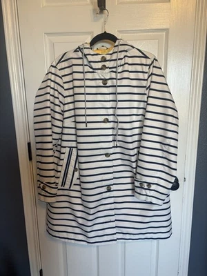 Impermeable Lands End a rayas blanco/azul marino 1X Foto 1 de 4