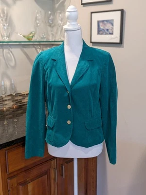 Blazer Chaqueta Abrigo Vintage Ultrasuede Azul Verde Aqua Turquesa Bolero Suave Chic Foto 1 de 4