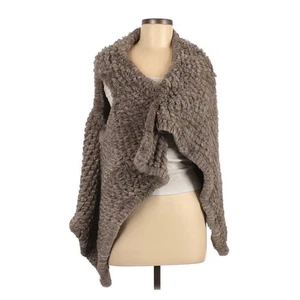 Amaryllis Faux Fur Vest Waterfall Soft Thick Open Knit Bobble Top Women's Size L - Picture 1 of 3