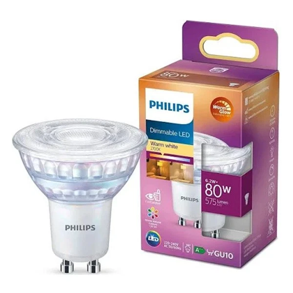 Philips 6.2W - 80W LED GU10 Daylight 6500K 36° LED Spotlight Dimmable Lamp - Image 1 of 1