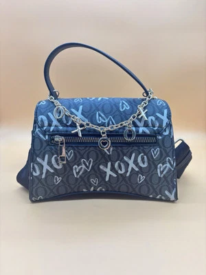 XOXO Mini Shoulder Handbag Black And Gold Zipper With Gold XOXO Chain - Image 1 of 4