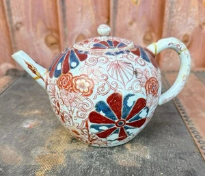 Antigua tetera china Imari de porcelana Kangxi decoración de flores como se ve A/F - Imagen 1 de 12