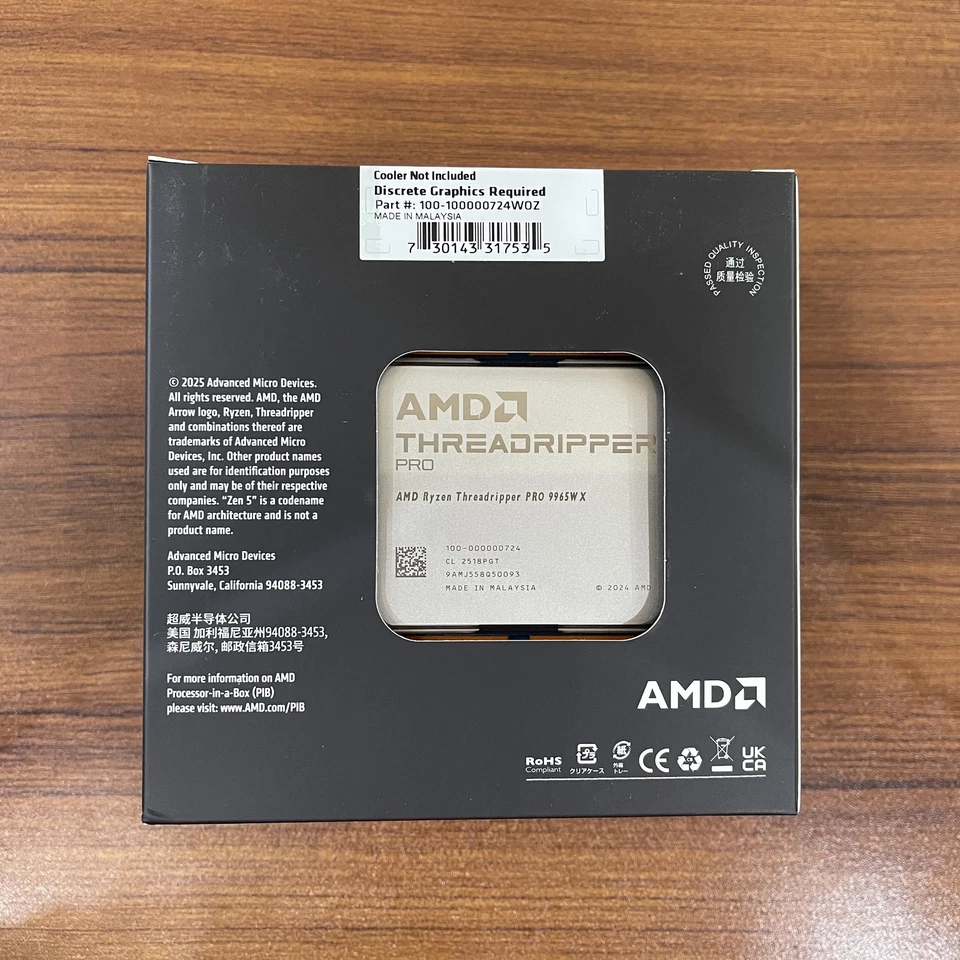 AMD Ryzen Threadripper 9965WX CPU processor 24 core 4.2GHz 5.4GHz 128MB/350W