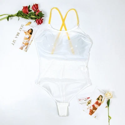 全新 性感 蕾丝 修身连身裤 网眼 透明内衣 女式 — 第 1/4 张图片