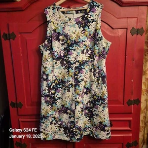 Lands End Size 22 W Gorgeous Dress Purple and Blue Floral W Pockets Spring EUC - Picture 1 of 3