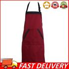 Halter Kitchen Apron with Tow Pockets Polyester Cooking Apron Waiter Wear (Red)