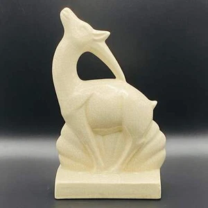 Antique Art Deco Deer Figurine c1930s Designer Pottery by Louis Fontinelle - Picture 1 of 16