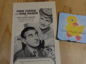 Blackstone Cigar Magazine Ad Print 1945 Nora Martin Eddie Cantor Program - Picture 1 of 3