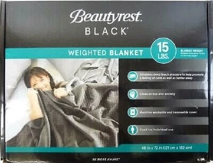 Beautyrest Black Weighted Blanket 15lbs Quilted 48" x 72" Color Gray - Picture 1 of 1