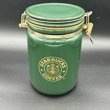 Starbucks Coffee Green Canister Split Tail Mermaid Logo Beehouse Japan Vtg 8"