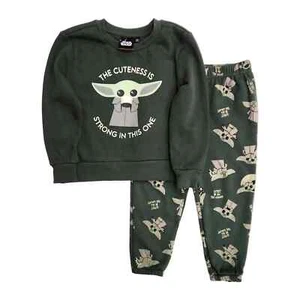 Star Wars Grogu "Cuteness is Strong in This One" Green Sweatshirt and Pant Set - Picture 1 of 3