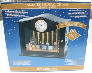 Mr Christmas Ballroom Dancers Animated Musical Chimes 70 Tunes Clock & Music Box - Picture 1 of 18