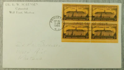 第 1 天发行 200 周年拿骚大厅普林斯顿新泽西州 1956 年邮票信封封面 — 第 1/4 张图片