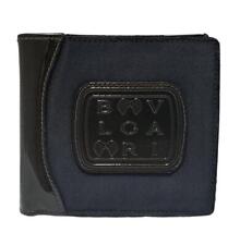Authentic BVLGARI Bi -fold Wallet Navyblue Black Logo UNISEX Compact Coin Case