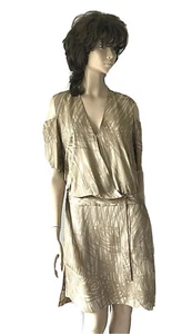 NWT $ 295 HALSTON HERITAGE KHAKI BOTANICAL PRINT COLD SHOULDER DRESS SIZE 12 - Picture 1 of 11