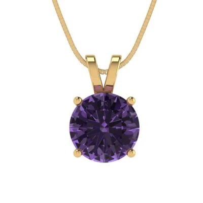 2 cttw Silver Pendant and 16" Necklace Yellow Gold Plated Simulated Alexandrite - Image 1 of 4