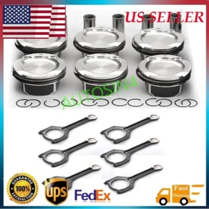 6*Pistons Rings Set STD 84mm &Connecting Rod For BMW F30 F10 X3 X6 N55B30 - Picture 1 of 7