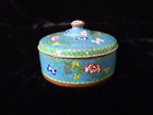 Antique Chinese Cloisonne Enameled Round Box With Cover Marked Ca. 1910-1930