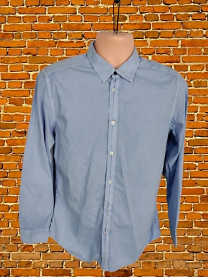 MENS DIESEL UK SMALL BLUE LONG SLEEVE STRETCHY SLIM FIT SHIRT COTTON CLASSIC TOP - Image 1 of 4