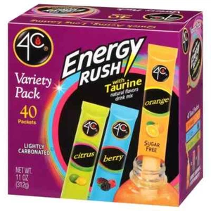 4C Energy Rush Stix Variety 1 Pack 40 Count Single Serve Water Flavoring Pack - Picture 1 of 3