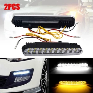 2x 30 LED Car Daytime Running Light DRL Driving Turn Signal Fog Lamp White Amber - Picture 1 of 10