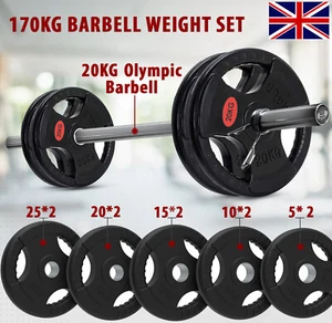 Weight Plates 2" Hole Olympic Barbell Cast Iron Weights Set Disc Dumbbell 170 KG - Picture 1 of 25