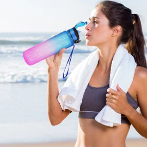 1L Sport Wasserflasche - Wasserflasche mit Zeitmarkierungen - Bild 1 von 7
