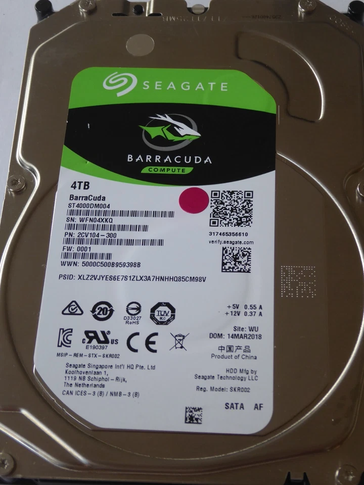 Seagate ST4000DM004 4TB SN: WFN PN: 2CV104 FW: 0001 WU MAR 2018 - OCT 2019 - Bild 1 von 1