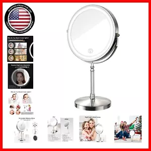 Double-Sided 1x/10x Magnifying Vanity Mirror with Adjustable Brightness & Colors - Picture 1 of 11